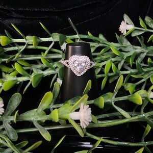 Double Pave Heart Moissanite Ring Sz 6